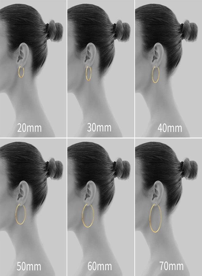 Gacimy Large Hoop Earrings for Women 14K Gold Plated, 925 Sterling Silver Post Hoops for Women, 60mm Yellow Color Big Earrings - Image 4